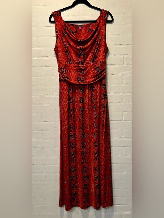 Vince Camuto Dresses & Skirts - Vince Camuto Orange Snake Print Maxi Dress Cowl Neck Sleeveless Stretch Size M